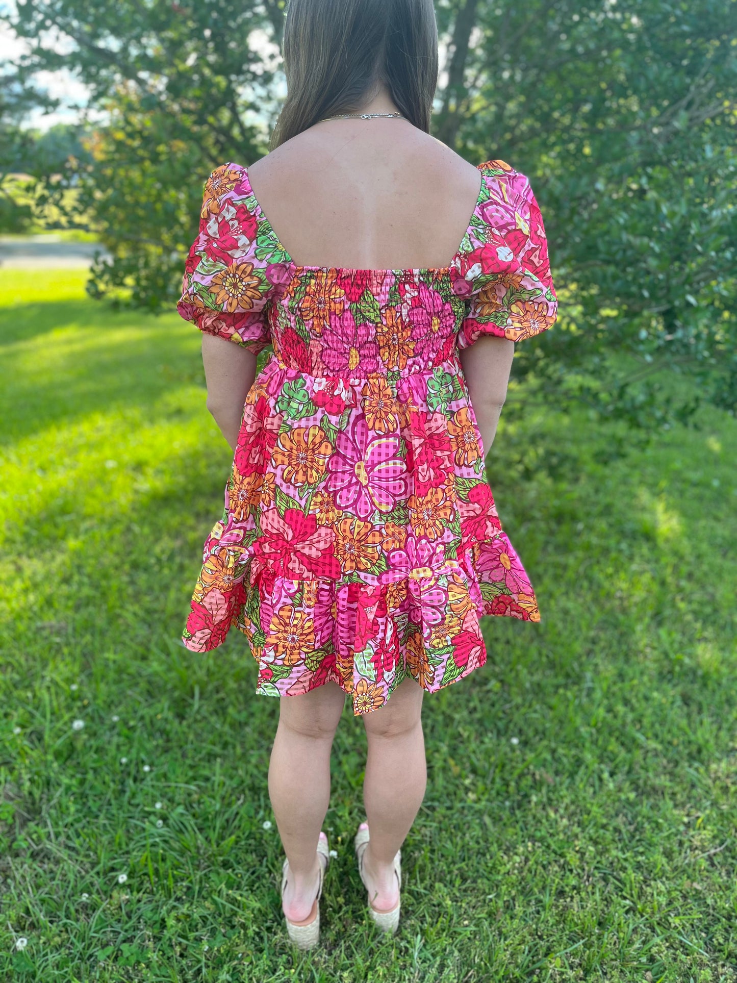 Flower Power & Plaid Dress